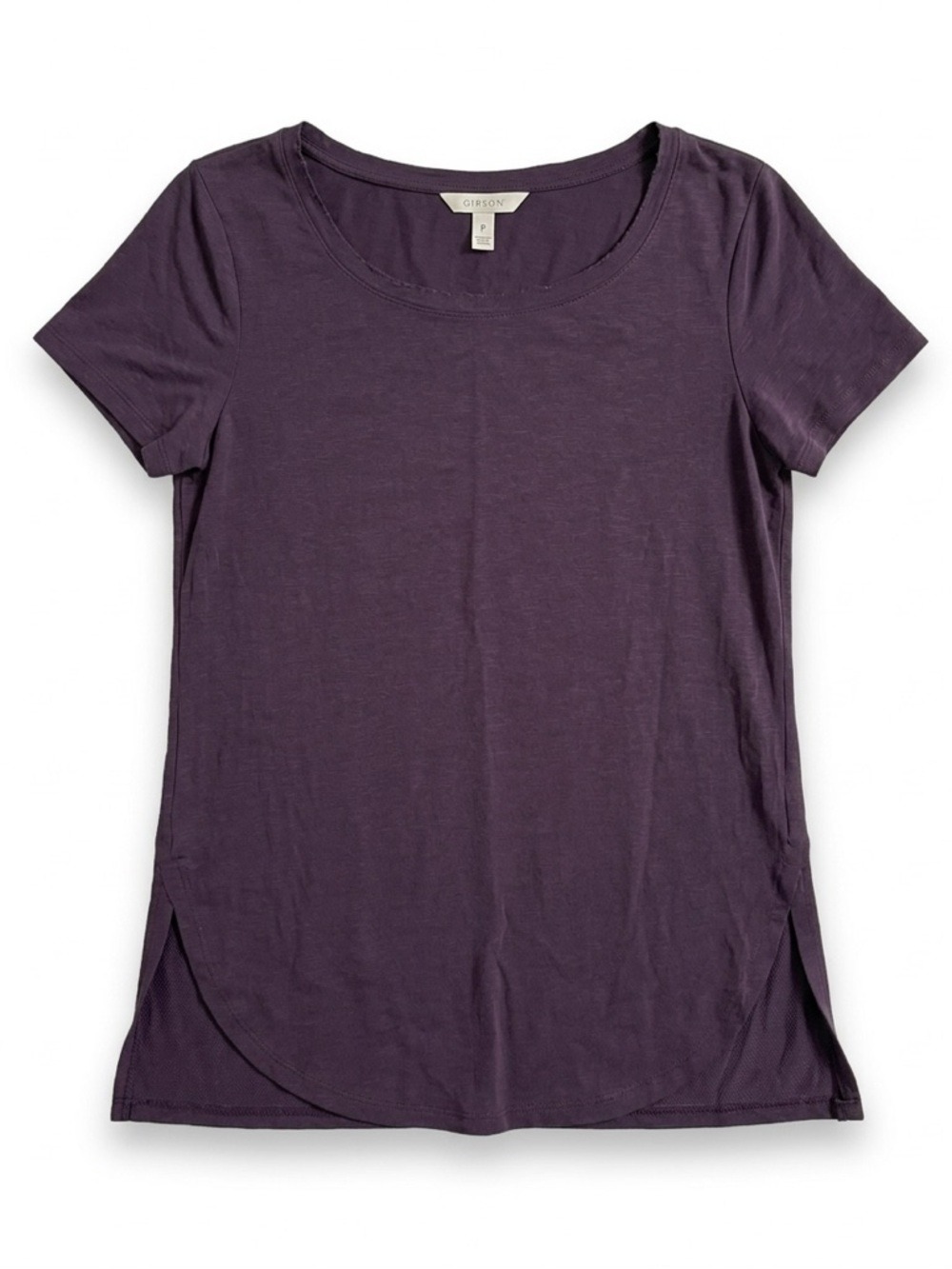 Halogen Purple Plum Tunic Top Hi Low Hem Scoop Neck Modal Short Sleeve XS